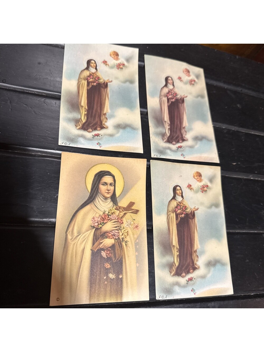 Antique Saint Therese Prayer Cards 1939 Printed In Italy 5.5”T 3.5” W RARE HTF